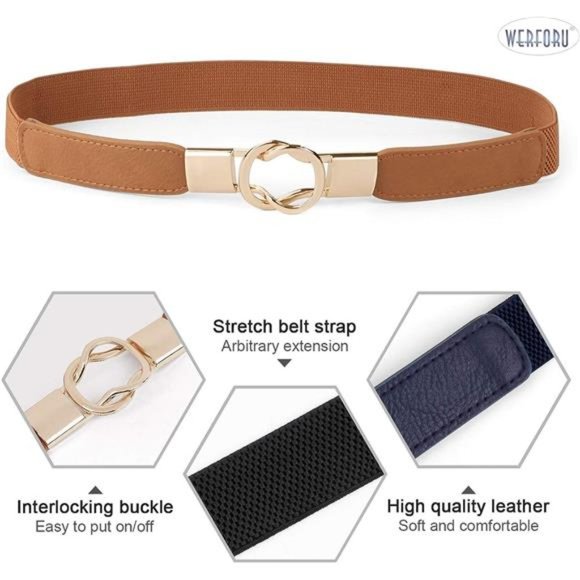 Women Skinny Belt for Dresses Retro Stretch Ladies Waist Belt Plus Size Set of 4 - Picture 3 of 6